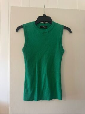 Green Sleeveless Ribbed Tank Top
